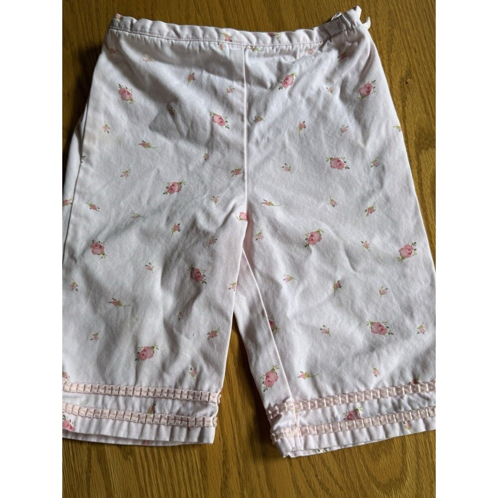 Vintage Gymboree Capri Pants Baby Girl 12-18 M Floral Print Lace Trim Cotton